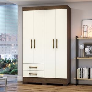 Guarda Roupa 04 Portas 02 Gavetas Be12 Briz Castanho Hp