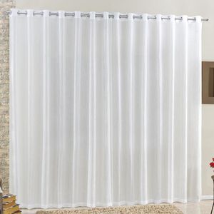 Cortina Voal Linho Com Ilhós Cromado 2,00m X 1,70m Branco