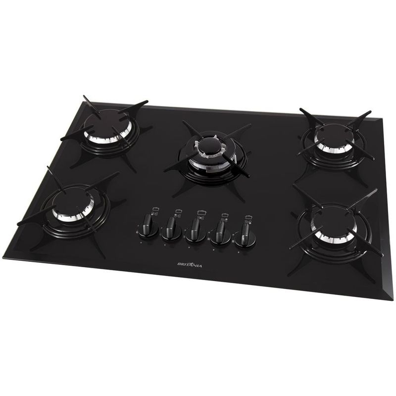 Cooktop 5 Bocas Britânia Preto – Gás Bivolt – Bct7p