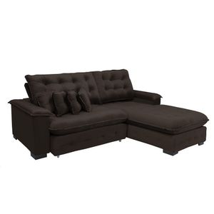 Sofá Berlin 2.65x2.10m Com Chaise Super Pillow Top - Marrom