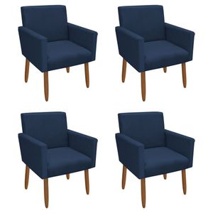 Kit 4 Poltronas Decorativa Nina Veludo Azul Marinho