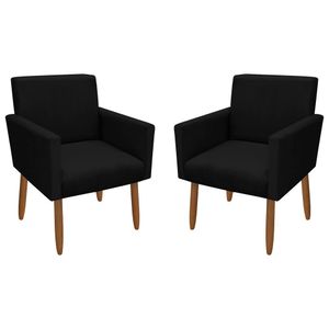 Kit 2 Poltronas Decorativa Nina Veludo Preto