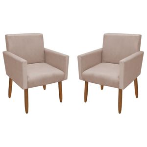 Kit 2 Poltronas Decorativa Nina Veludo Palha