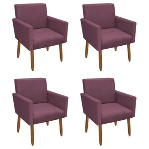 Kit 4 Poltronas Decorativa Nina Veludo Lilas