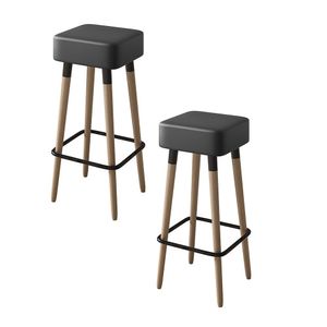 Kit 02 Banquetas Alta 70 Cm Dubai Pés De Madeira Preto