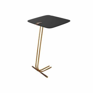 Mesa De Apoio Bandeja Preta Base Dourada