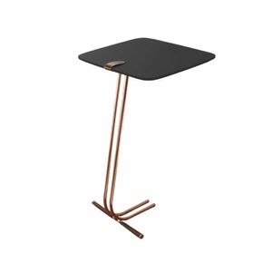 Mesa De Apoio Bandeja Preta Base Cobre