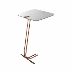 Mesa De Apoio Bandeja Branca Base Cobre