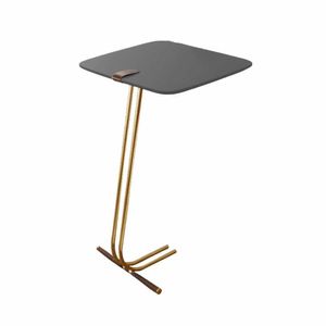Mesa De Apoio Bandeja Concreto Base Dourada