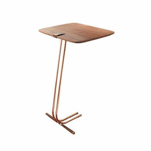 Mesa De Apoio Bandeja Castanho Base Cobre