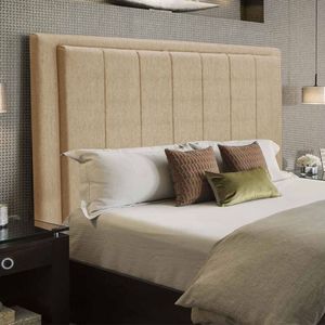Cabeceira Opala Cama Box Queen 160Cm Linho Bege Dourado