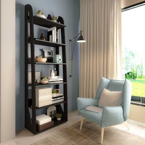 Estante Floripa Para Livros Preto 5 Prateleiras E 1 Nicho