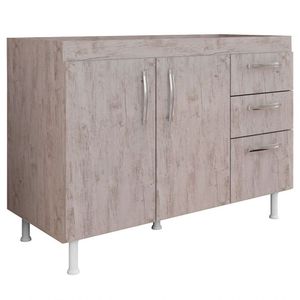 Balcão Gabinete De Pia Sem Tampo 120Cm 2 Portas Nathan - Nathy Móveis Rústico