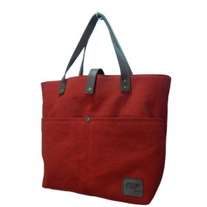 Bolsa Feminina De Lona E Couro Zup Vermelho