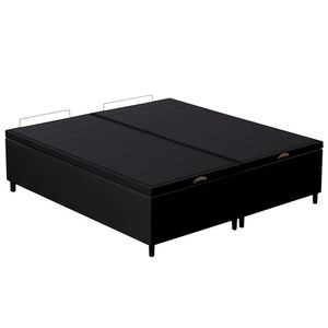 Base Cama Box Baú Casal Queen 158cm Hit I02 Suede Preto