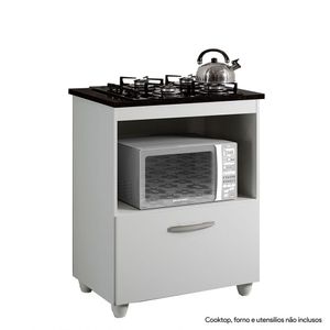 Balcão Para Cooktop De 4 Bocas 1 Porta Basculante Salvia Kaiki Móveis Branco