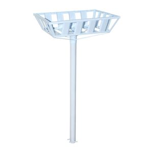 Lixeira De Rua Calçada Popular Cesto Raso Branca 112x60x45cm