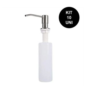 Dispenser Dosador Sabão Embutir Pia Escovado Kit 10 Uni
