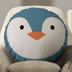 Almofada Redonda Avulsa Bichinhos 45cm X 45cm Pinguim