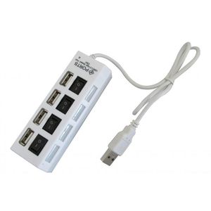 Hub Usb 2.0 Com 4 Saidas Com Chave Individual - Branco