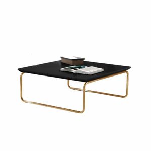 Mesa De Centro Munique 70x70 Cm Preto Com Base Dourada