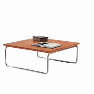 Mesa De Centro Munique 70x70 Cm Castanho Com Base Cromada