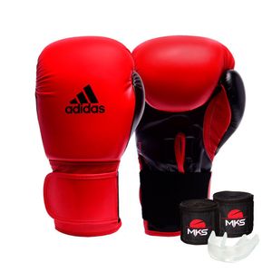Kit Luva 100 Vermelho/preto Preto E Bucal 12 Oz