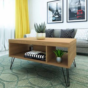 Mesa De Centro Liberty Carvalho Com 2 Nichos E Pés - Artely