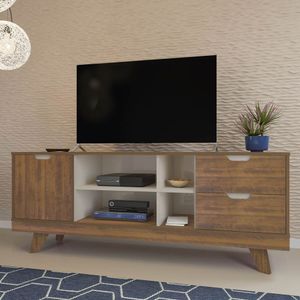 Rack Pinho/off White Para Tv Até 60" 04 Portas 02 Gavetas