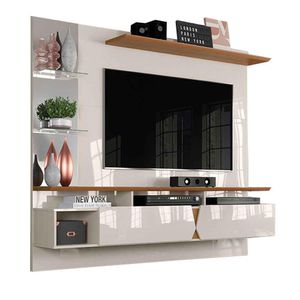 Painel Para Tv Intense Off White / Damasco