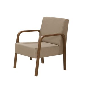 Poltrona 1 Lugar Jade Braço Madeira Suede Cappuccino