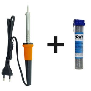 Kit Ferro De Solda Com 1 Tubete Estanho Com Resina 220v 60w