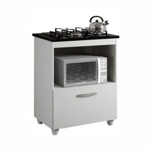 Balcão Para Cooktop 4 Bocas 1 Porta Salvia Kaiki Móveis Branco