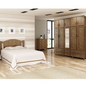 Guarda-roupa 10 Portas Cama Cômoda 4 Gavetas Madeira Imbuia