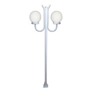Poste Luminária Glob Duplo Braço Cima Branco 200cm