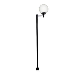 Poste E Luminária Globo G Braço Reto Preto 200cm