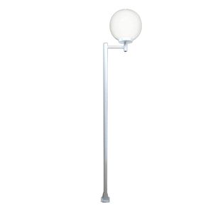 Poste E Luminária Globo G Braço Reto Branco 300cm
