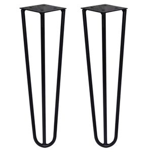 Kit 2 Pés De Metal 30 Cm Mesa De Canto Rack E Puffs Preto