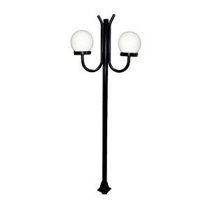 Poste Luminária Glob Duplo Braço Cima Preto 200cm