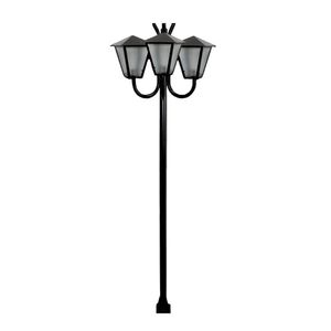 Poste Braço Luminária Romana Tripla Preto 200cm