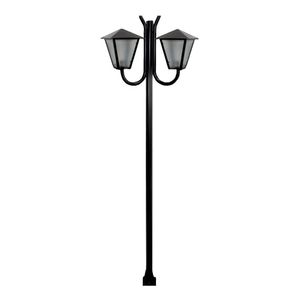 Poste Braço Luminária Romana Dupla Preto 200cm