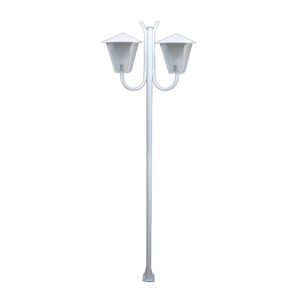 Poste Braço Luminária Romana Dupla Branco 300cm