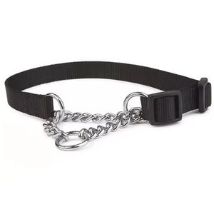 Coleira Ajustavel Kit Corrente Aço Guia Semi Enforcadora Treinamento Aço Pet Caes Cachorro