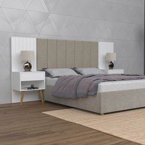 Cabeceira Para Casal Flex Zara Capitone Branco C/ 2 Mesas De