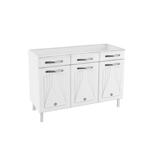 Balcão De Cozinha Star New 3 Portas E 3 Gavetas 120cm Branco - Telasul