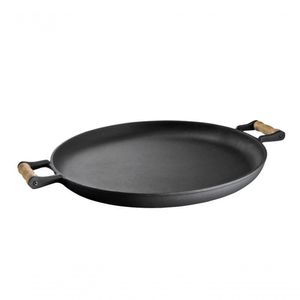 Frigideira Paella Ferro Fundido Sem Tampa Alças Madeira 48Cm