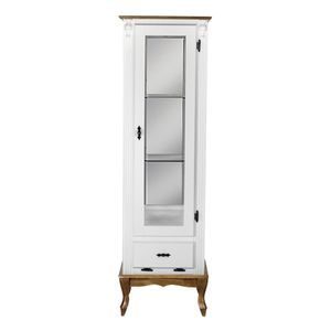 Cristaleira Vitrine Espelhada Antique Média 1 Porta 2 Prateleiras de Vidro e 1 Gaveta 1079e Branca