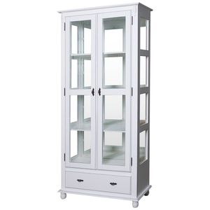 Cristaleira Lateral Com Espelhos 2 Portas Vidro, 1 Gaveta e 3 Prateleiras 303e Branca