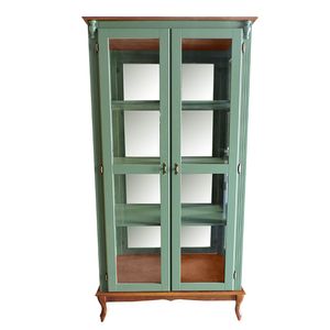 Cristaleira Luiz Xv Espelhada Com 3 Prateleiras 1087e Verde Musgo