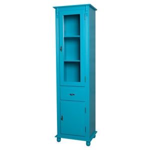 Estante Cristaleira Torre Com 1 Porta de Vidro 1 Porta de Madeira e 1 Gaveta 106 Azul Céu